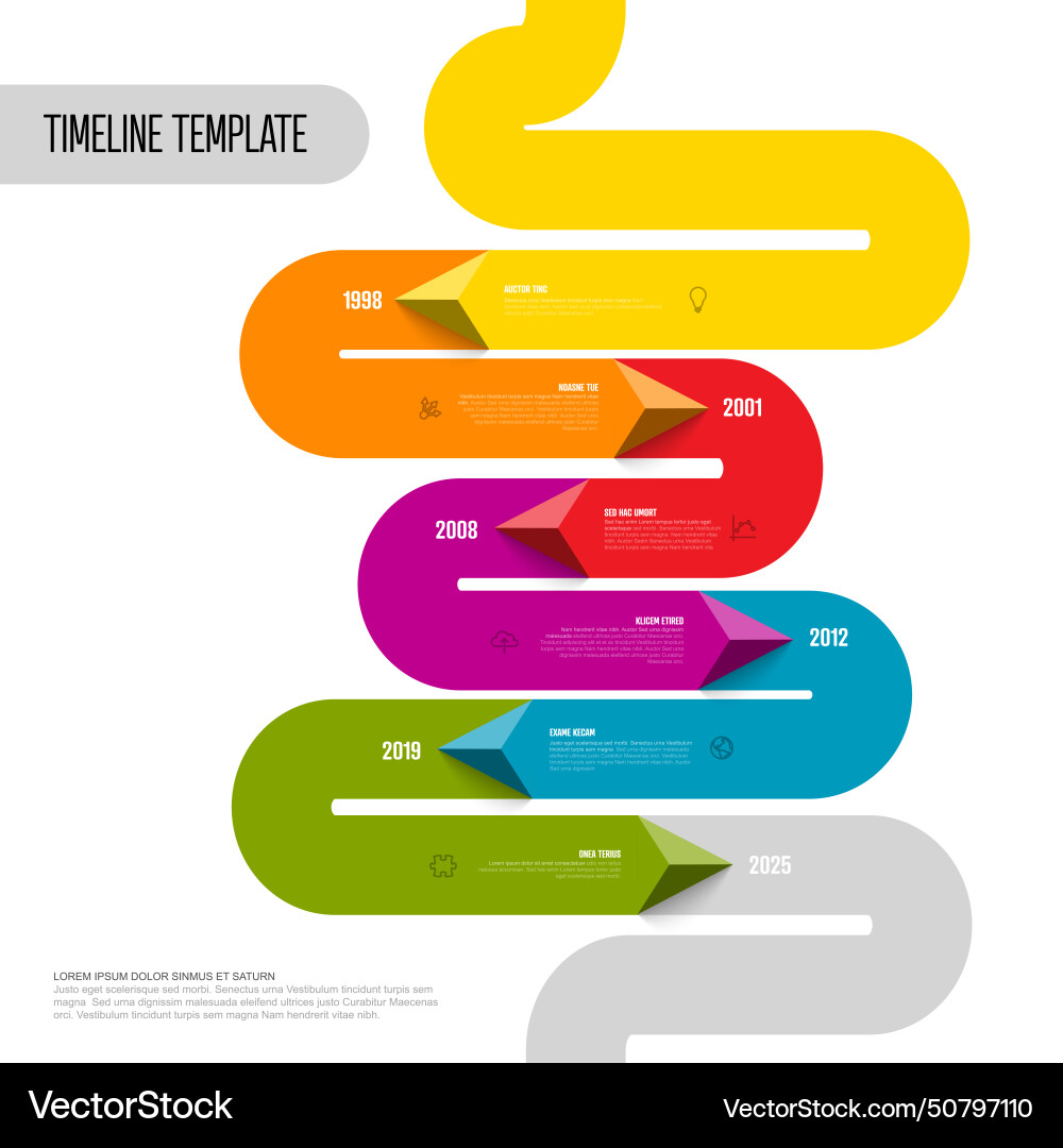 Infographic bold solid color vertical timeline Vector Image