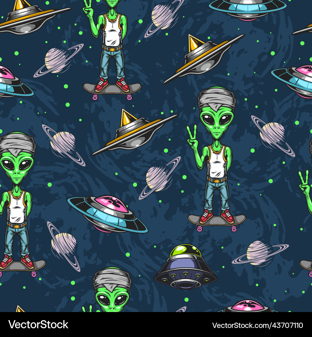 Martian space seamless pattern colorful vector image