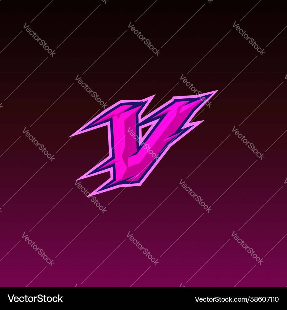 Professional v letter gaming logo Royalty Free Vector Image