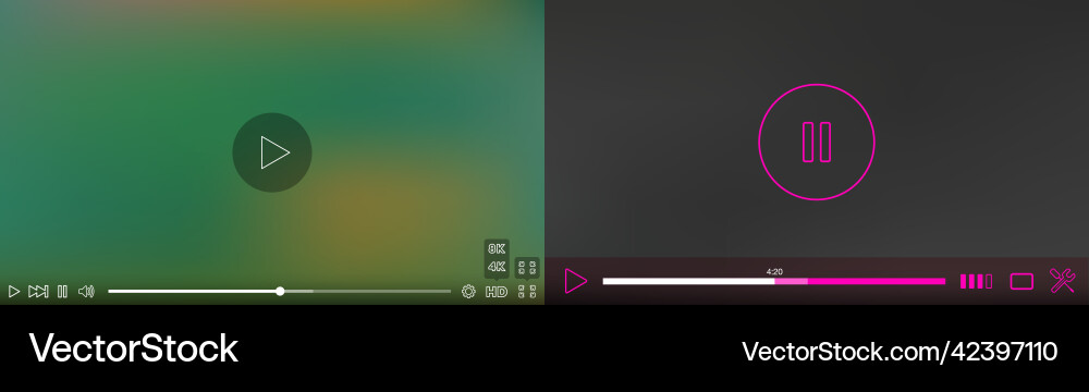 Video player window with menu and buttons panel Video player window with menu and buttons panel vector image