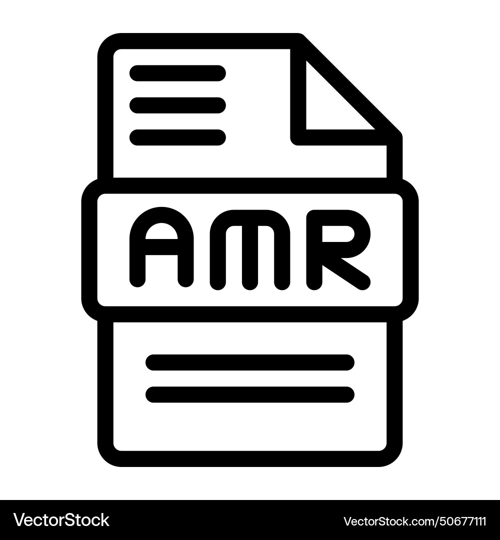 Amr file type icons audio extension icon outline Vector Image