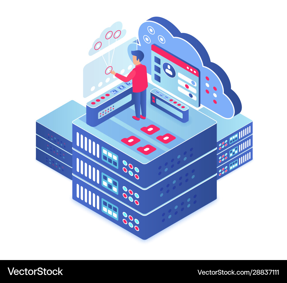Cloud Computing Isometric Concept vector image