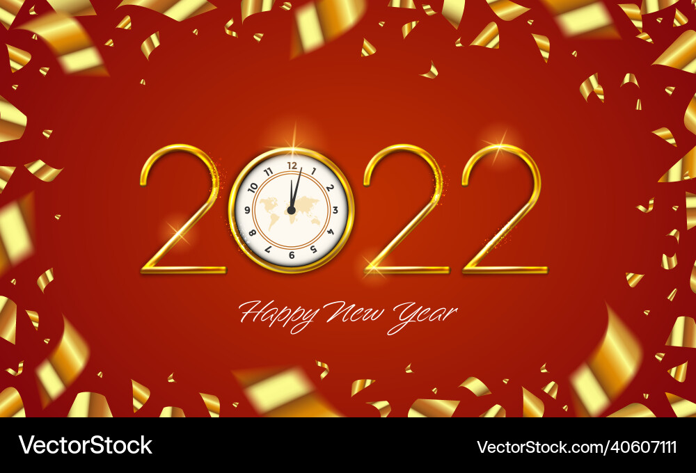 Happy new year 2022 golden numbers Happy new year 2022 golden numbers vector image