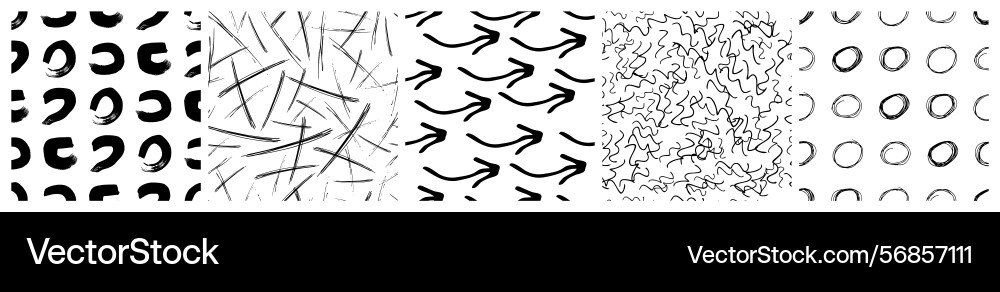 Set of seamless patterns with scribble smears Set of seamless patterns with scribble smears vector image
