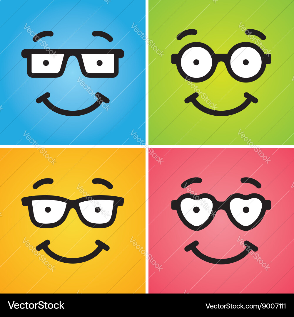 Smiling Geek Faces Vector Image