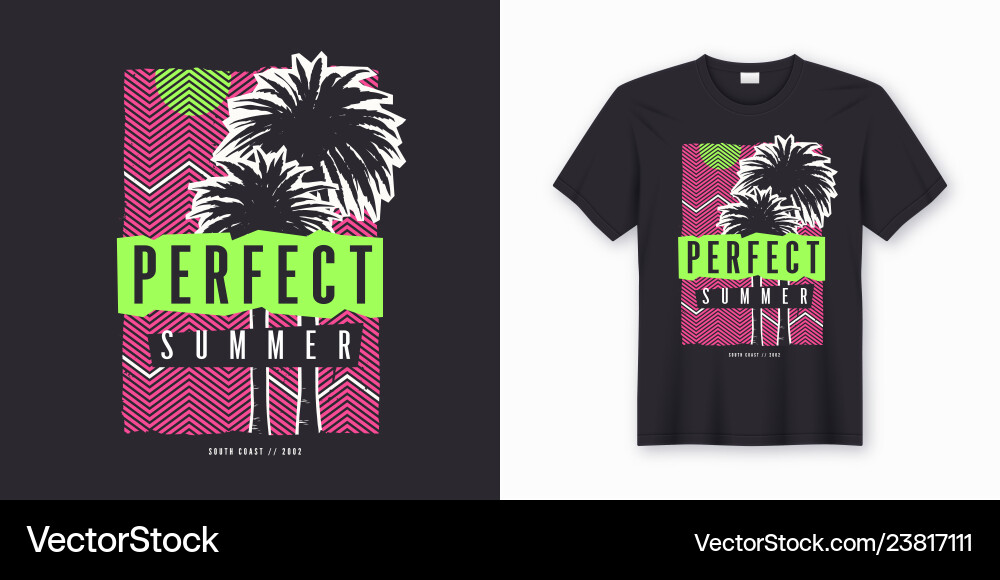 Tropical Summer Palms T-Shirt Vector Image