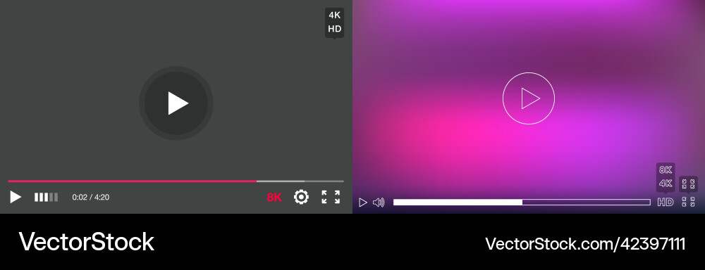 Video Player UI with Buttons vector image