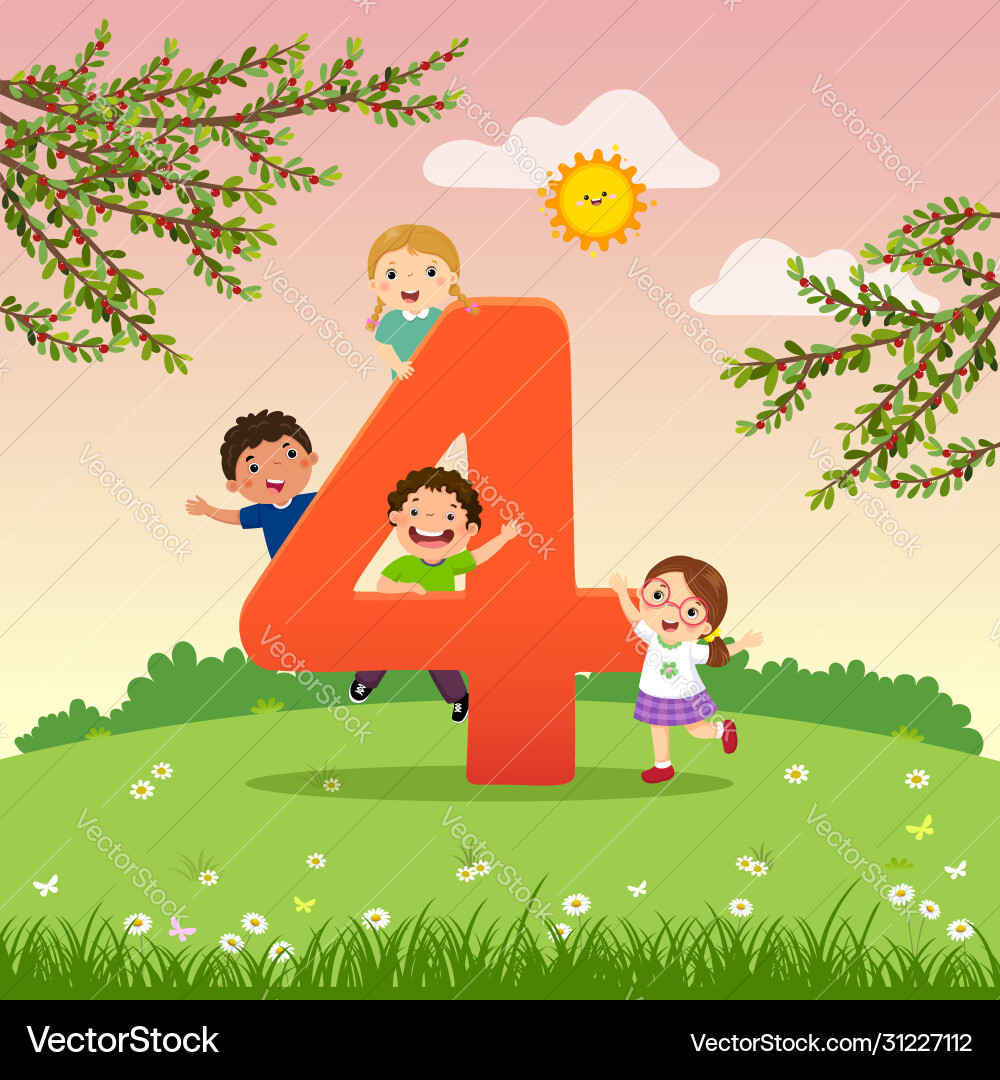 Counting Number Four Flashcard vector image