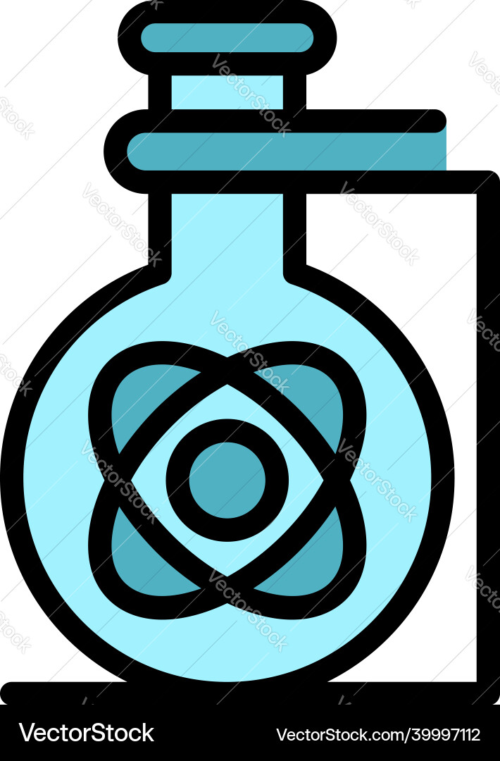 Flask with atom icon color outline Flask with atom icon color outline Vector Image