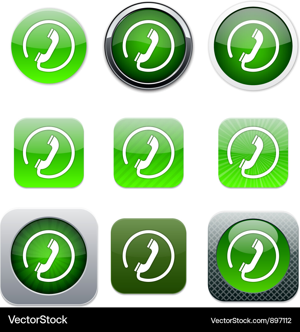 Green App Call Icons Set Vector Image