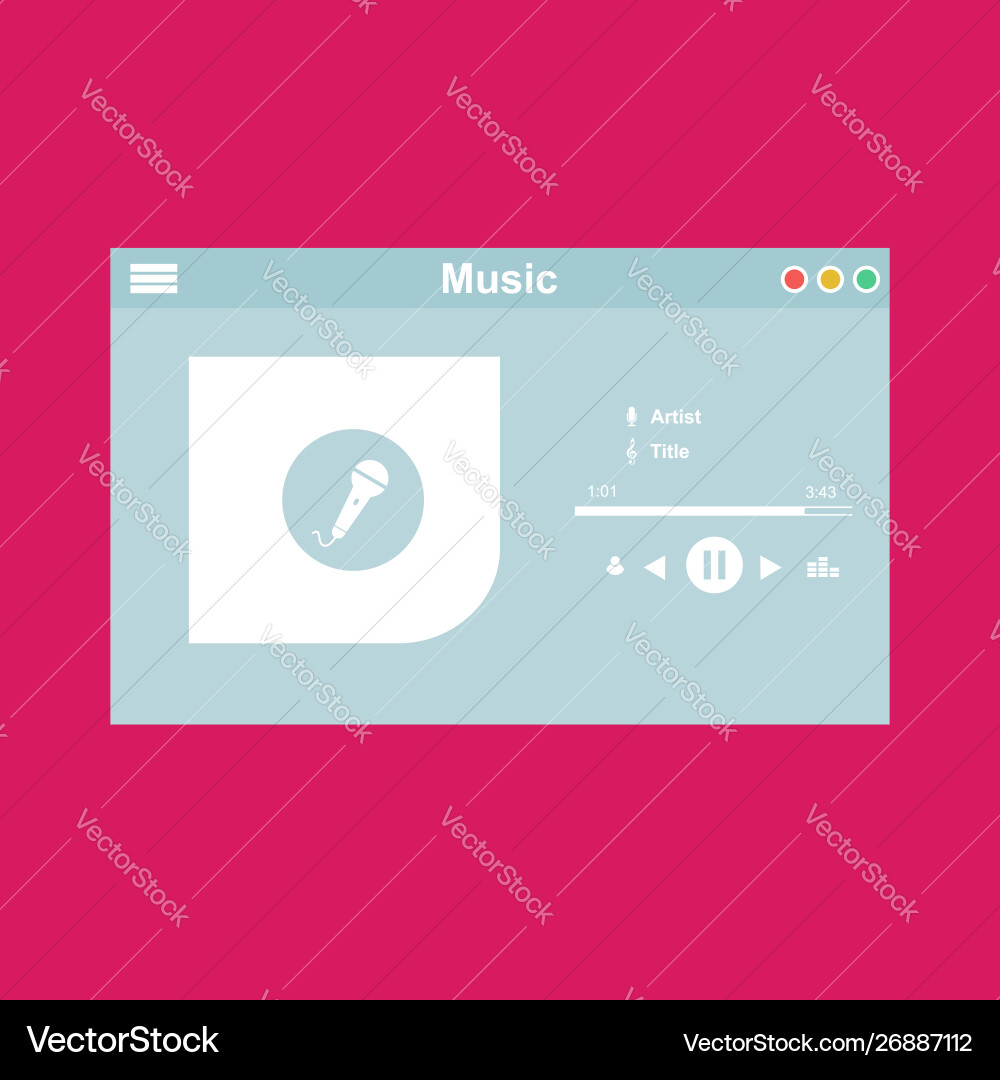 Media player application app template with flat Media player application app template with flat vector image
