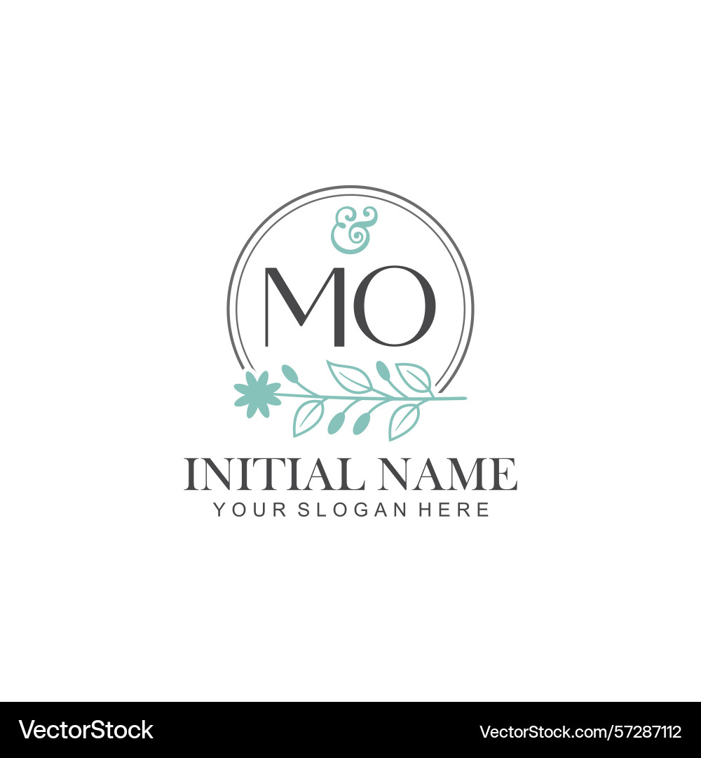 Mo initial logo templates with botanical elements Mo initial logo templates with botanical elements vector image