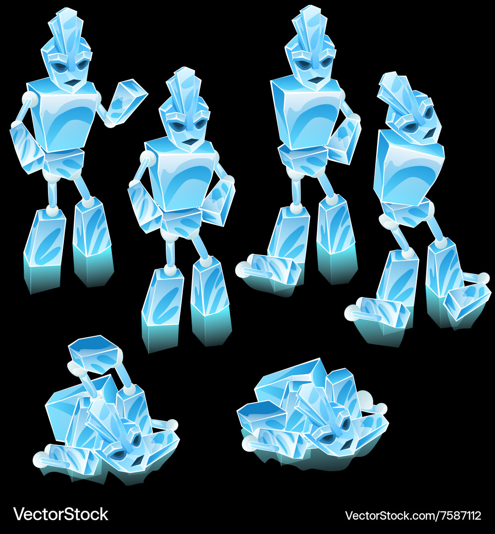 Robot of ice blocks cartoon character Vector Image