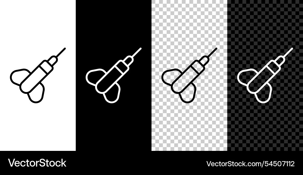 Set line dart arrow icon isolated on black Set line dart arrow icon isolated on black vector image