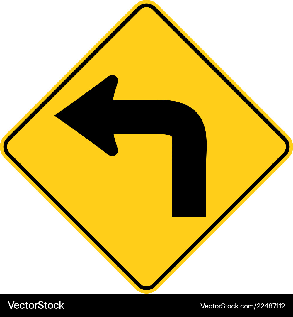 Sharp Curve Warning Road Sign vector image
