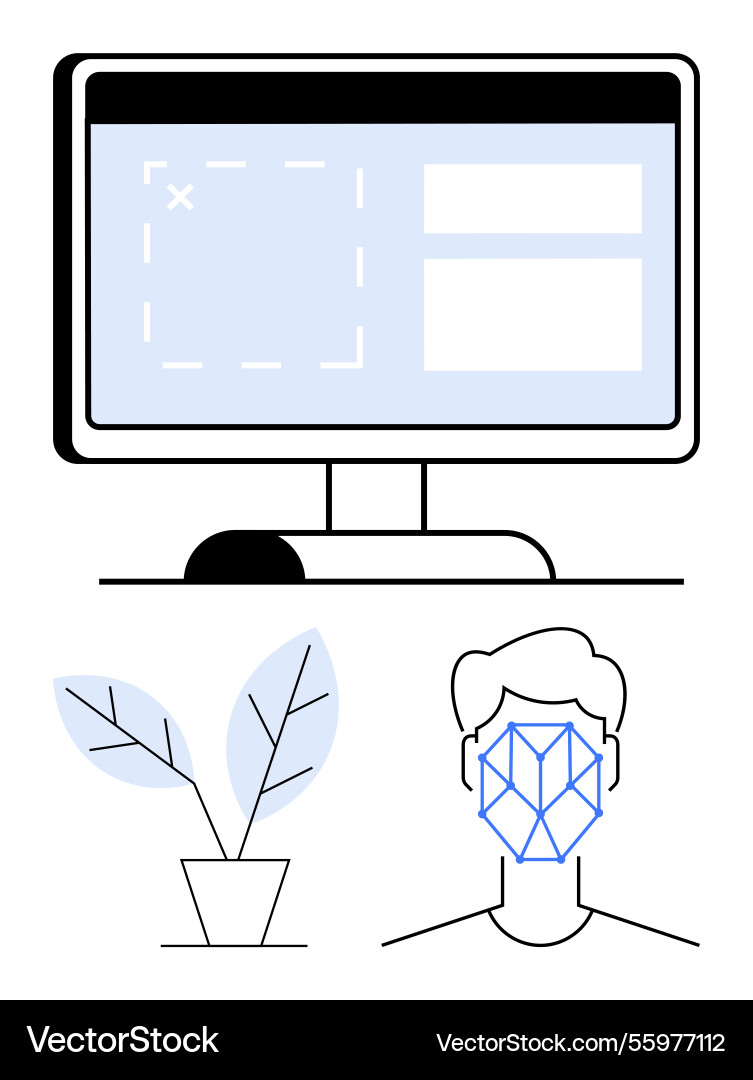 User interface elements with face recognition User interface elements with face recognition vector image