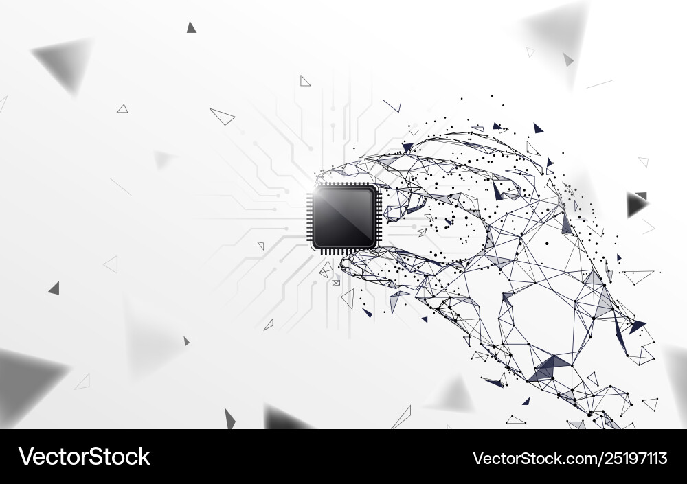 Abstract Hand with Microprocessor vector image