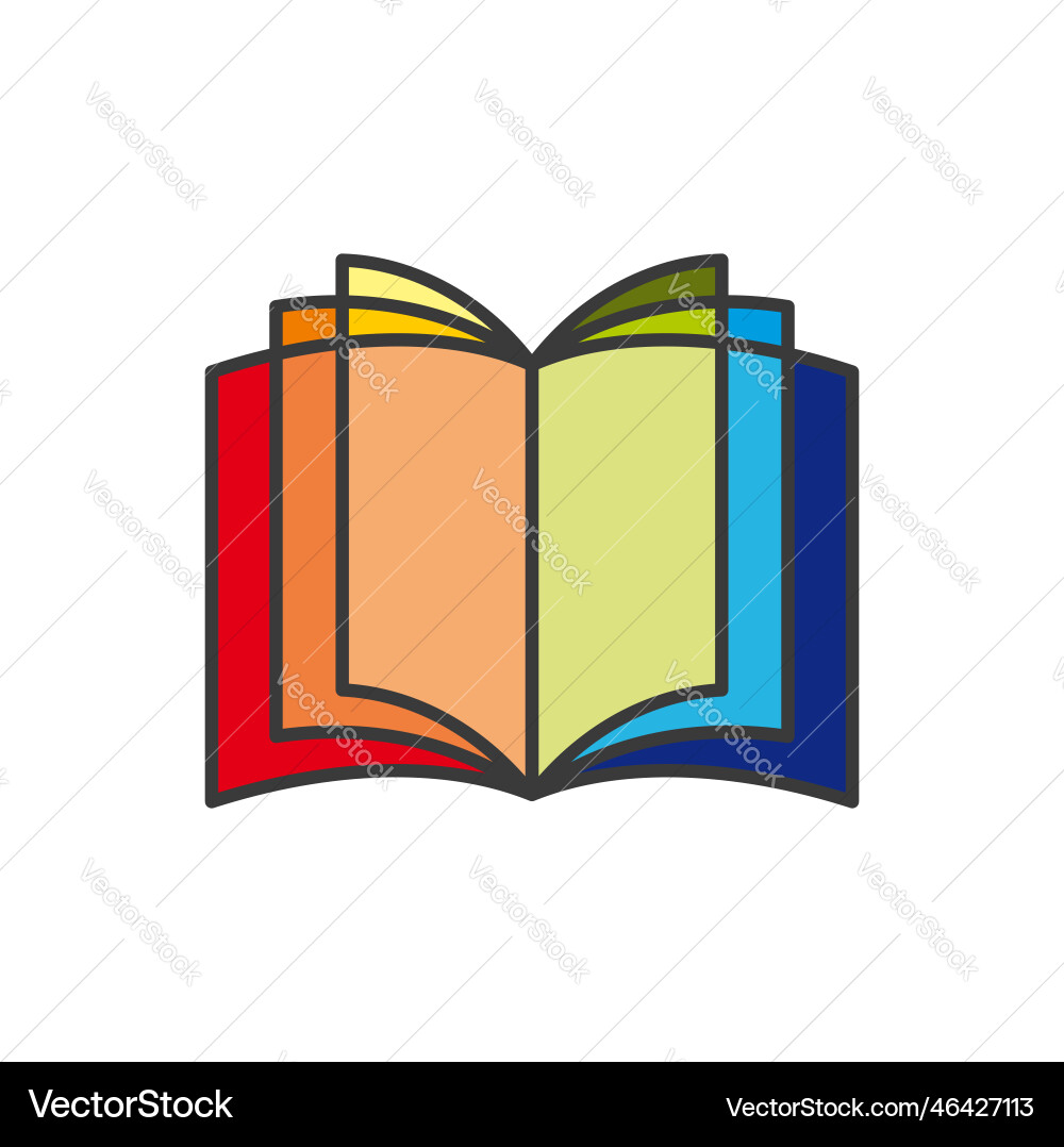 Buntes Buchsymbol geöffnetes Lehrbuch Piktogramm Buntes Buchsymbol geöffnetes Lehrbuch Piktogramm Vektorbild