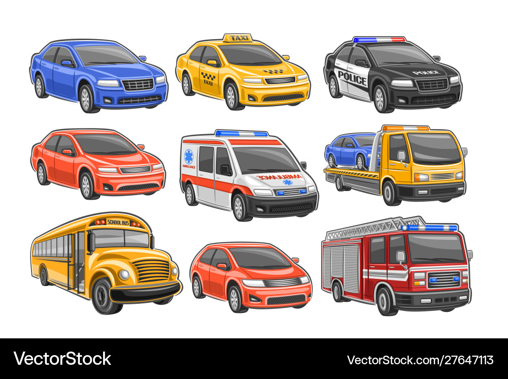 City Vehicles Collection Vector Image