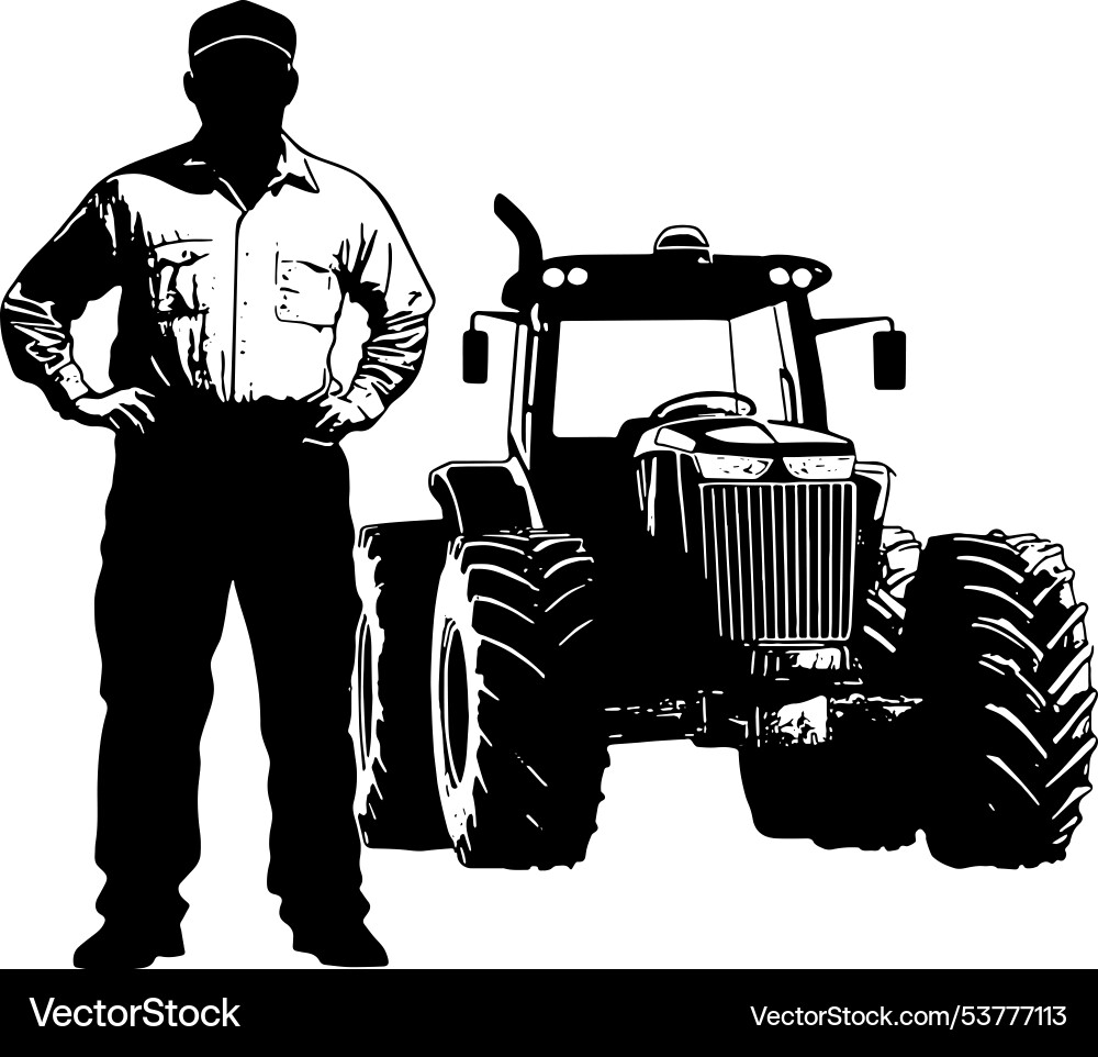Farmer and tractor Royalty Free Vector Image - VectorStock