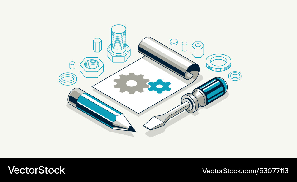 Mechanical engineering project in embodiment Mechanical engineering project in embodiment vector image