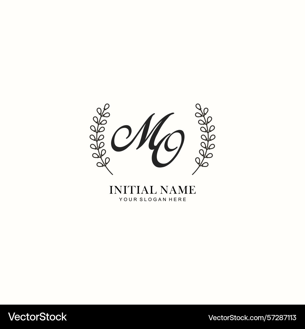 Mo initial logo templates with botanical elements Vector Image