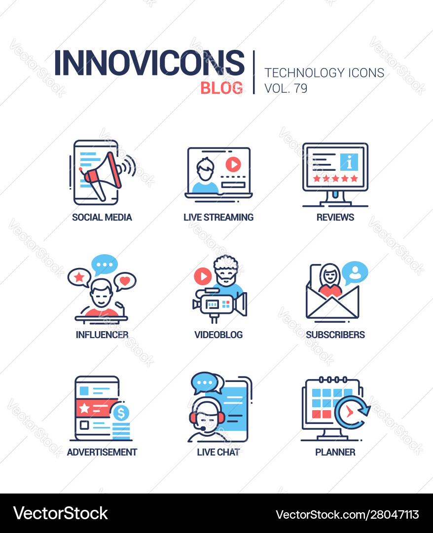 Social Media & Blog Icons vector image