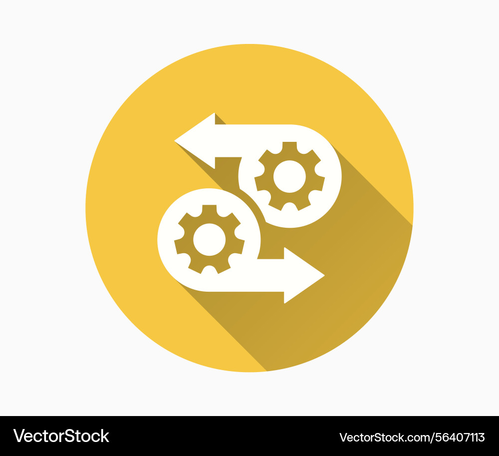 Workflow flat icon with long shadow for graphic Workflow flat icon with long shadow for graphic vector image