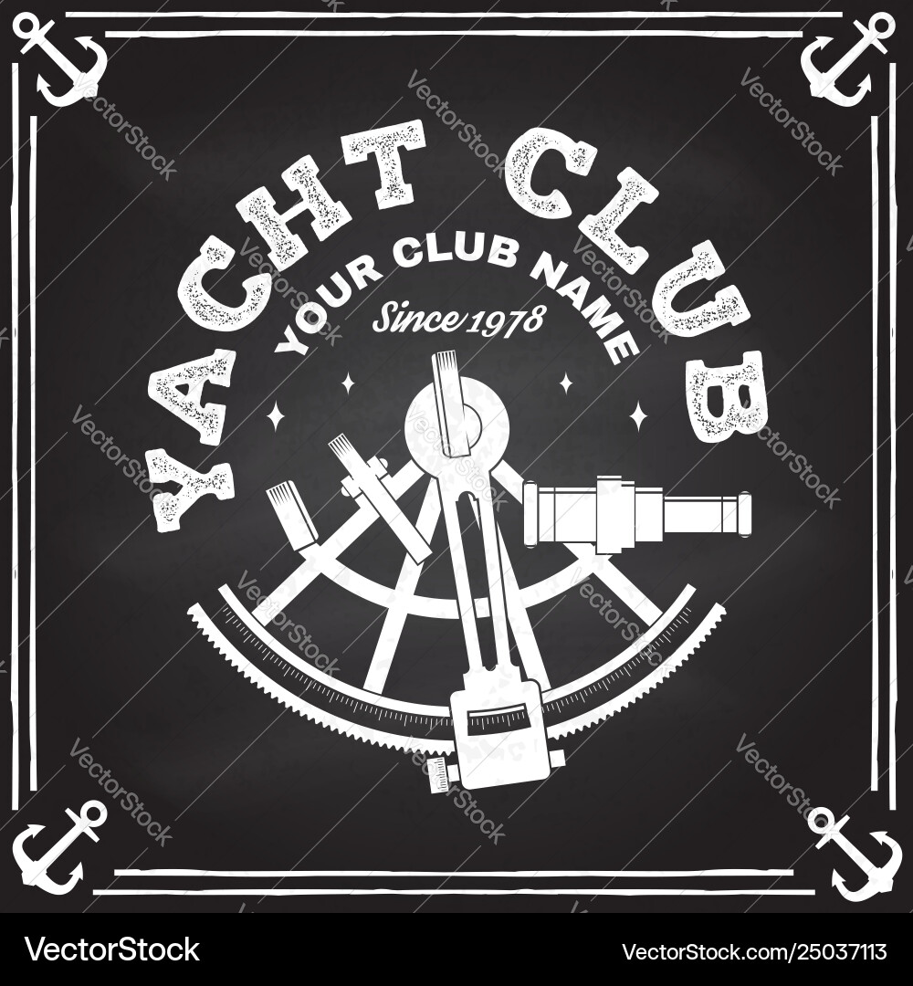 Yacht Club Badge - Nautical Concept Vector Image