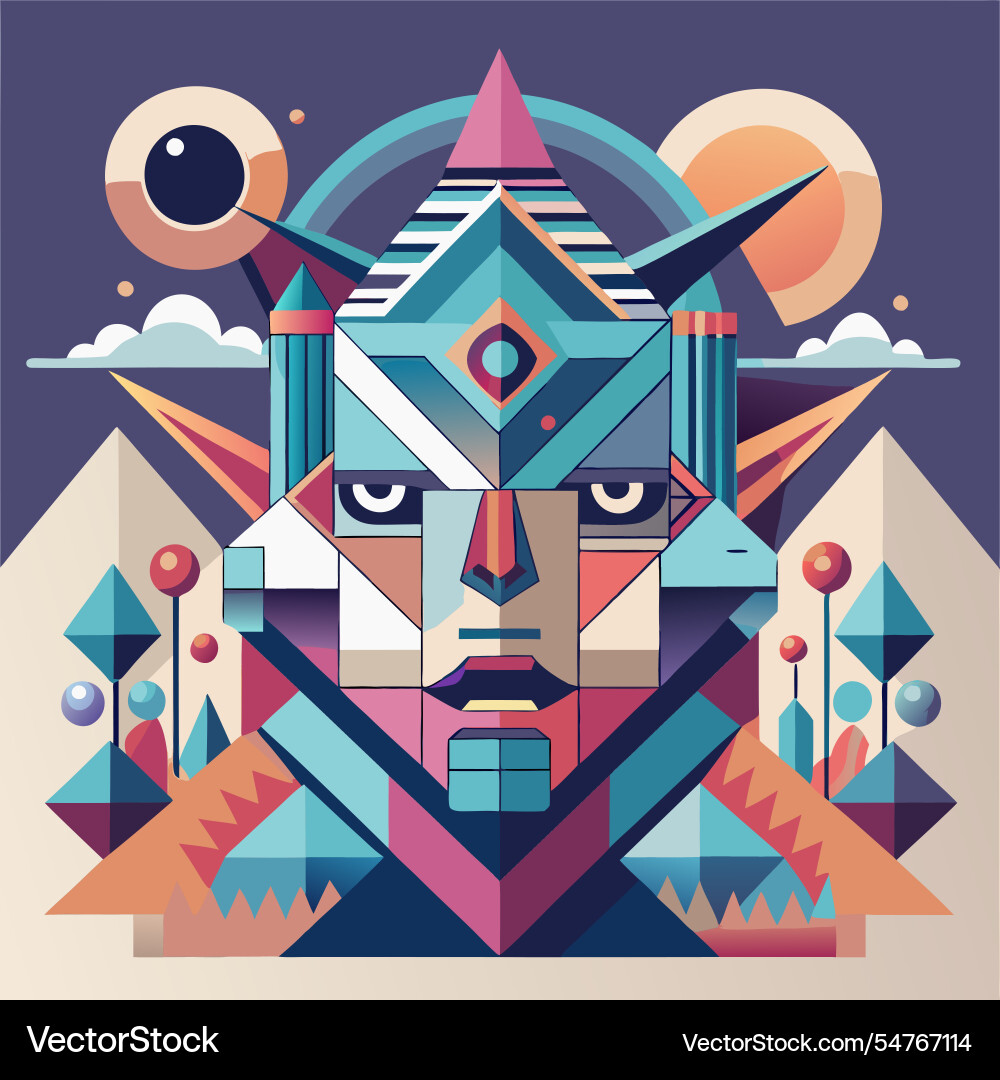 Ai-generated art with abstract geometry fusion vector image