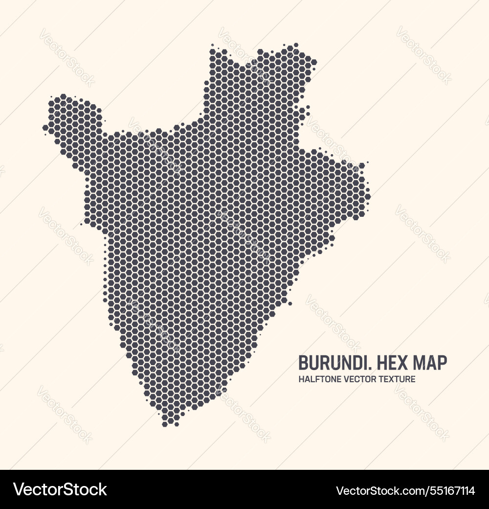 Burundi map hexagonal half tone pattern isolated Burundi map hexagonal half tone pattern isolated vector image