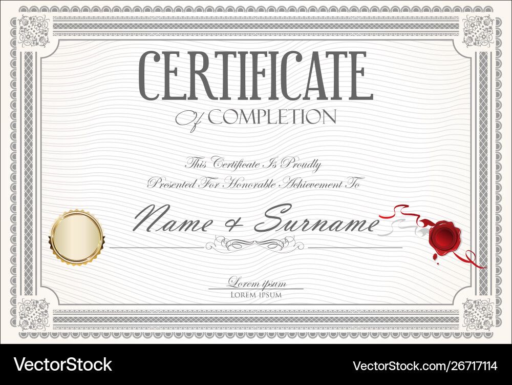 Zertifikat oder Diplom retro Vintage Vorlage 8 Vektorbild