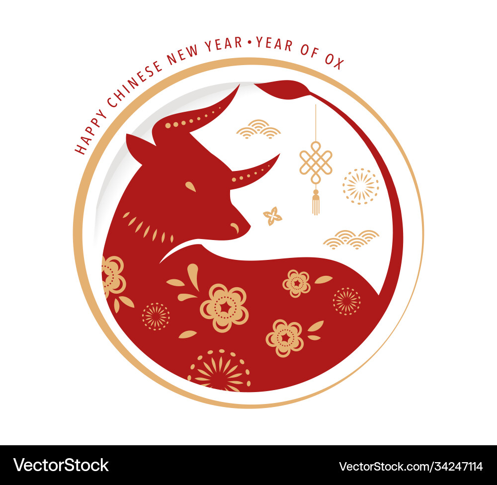Chinese new year 2021 ox Chinese new year 2021 ox vector image