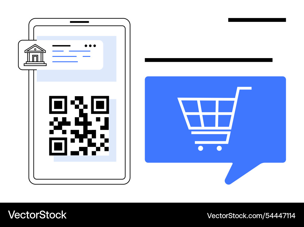 Digital payment concept with qr code on smartphone Digital payment concept with qr code on smartphone vector image