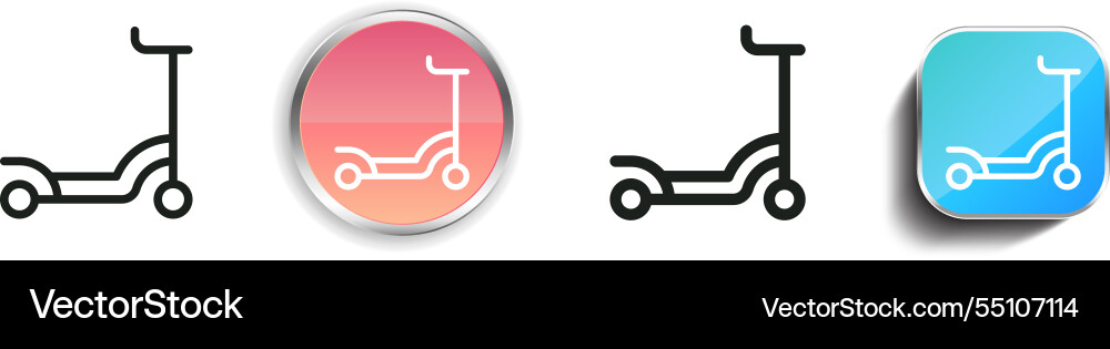 Kick scooter icon thin linear regular and button Kick scooter icon thin linear regular and button vector image