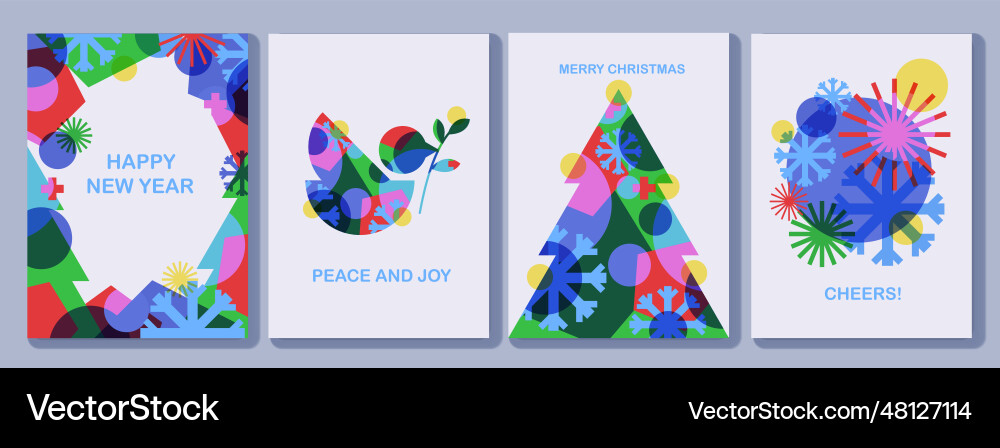 Merry christmas and happy new year greeting cards Merry christmas and happy new year greeting cards vector image