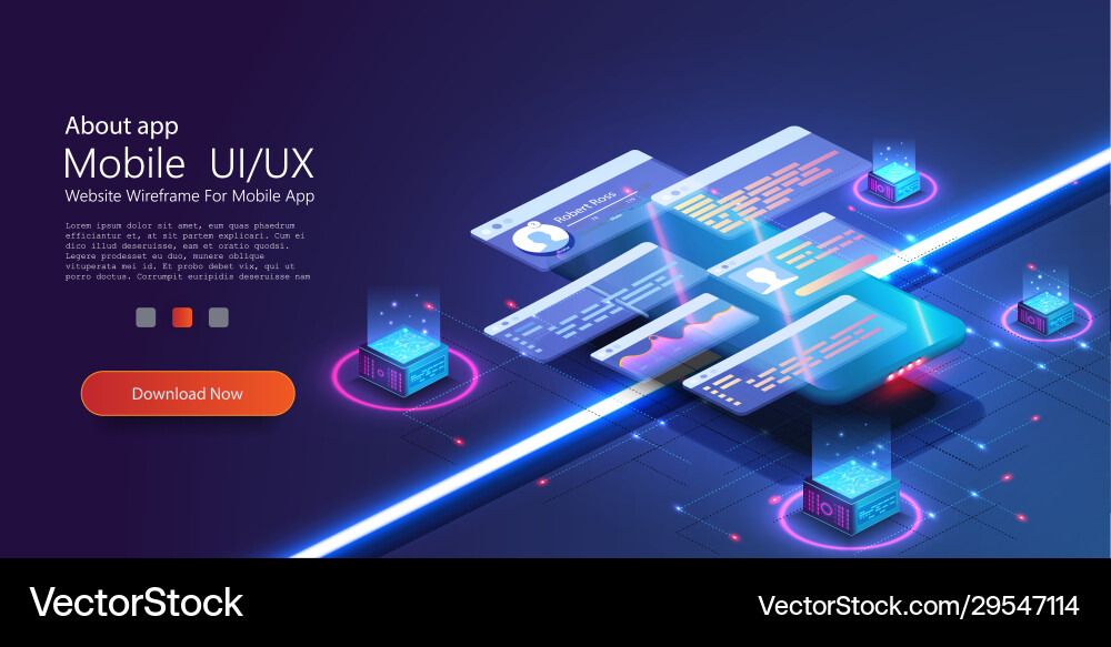 Mobile UI/UX App Template vector image