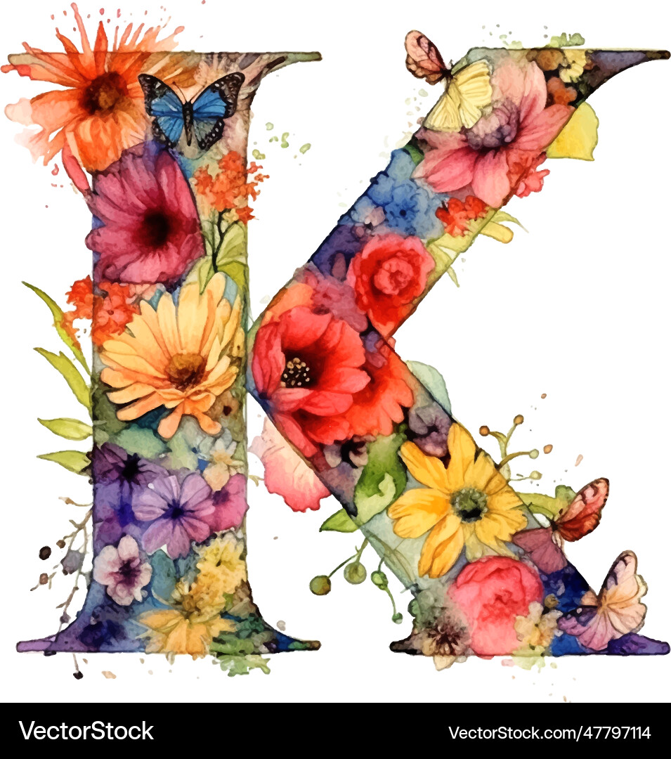 Modern monogram k watercolor great design for any Modern monogram k watercolor great design for any vector image