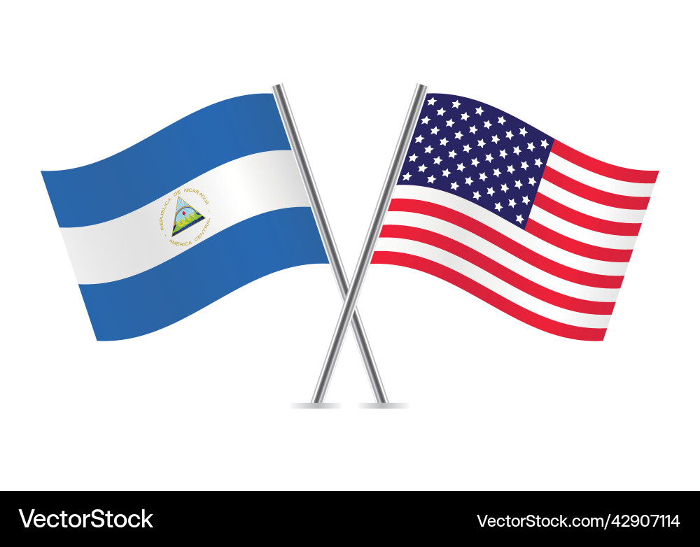 Republic of nicaragua and americaflags Republic of nicaragua and americaflags Vector Image