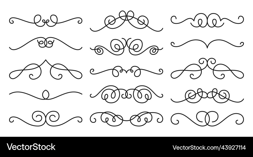 Retro swirl ornate line flourish curl text divider Retro swirl ornate line flourish curl text divider vector image