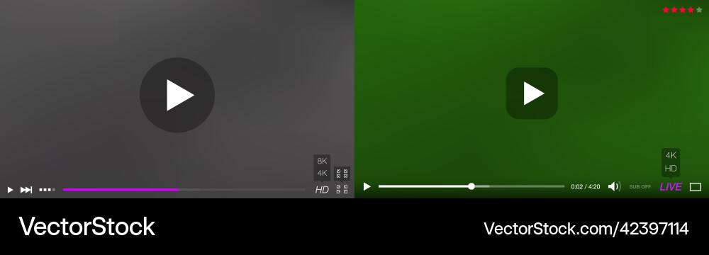 Video player window with menu and buttons panel Vector Image