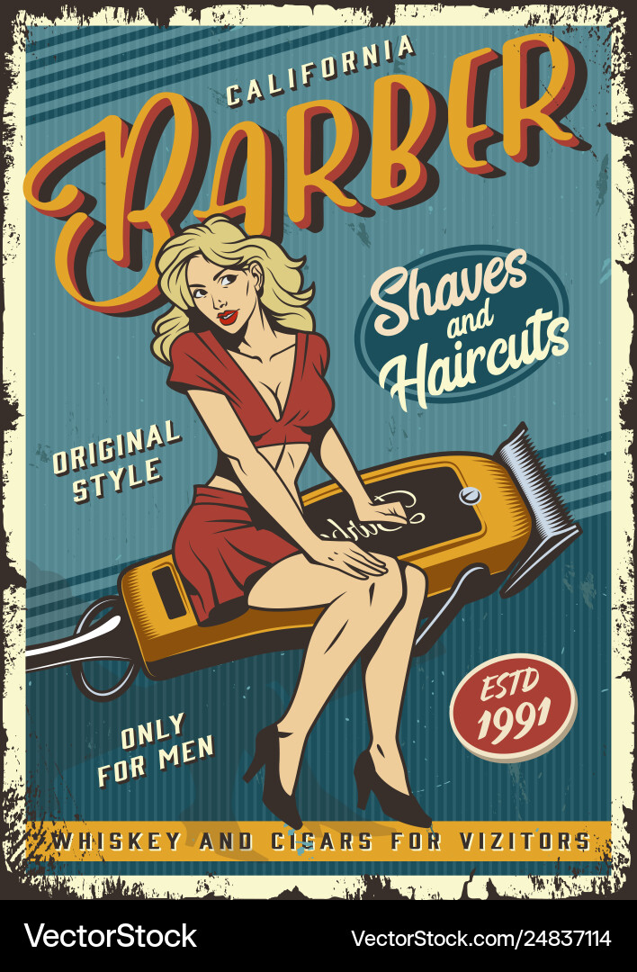 Vintage barbershop poster vector image