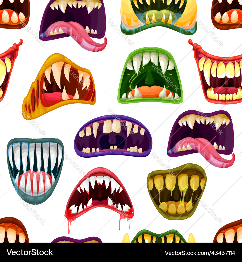 Zombie Clown & Vampire Mouths Pattern Vector Image
