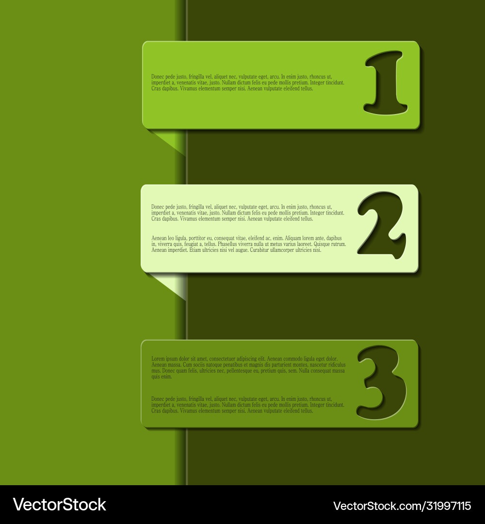 3d origami progress template with numbers vector image