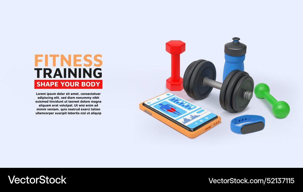 3d sport render gym exercises dumbbell workout 3d sport render gym exercises dumbbell workout vector image