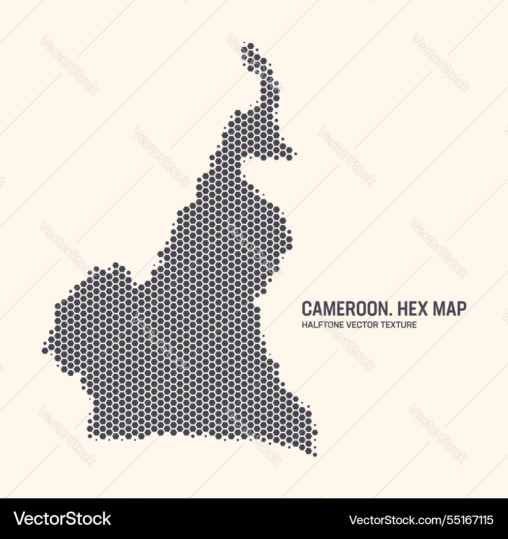 Cameroon map hexagonal half tone pattern isolated Cameroon map hexagonal half tone pattern isolated vector image