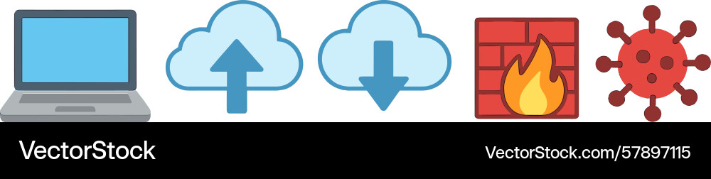 Cybersecurity elements representing data transfer Cybersecurity elements representing data transfer vector image