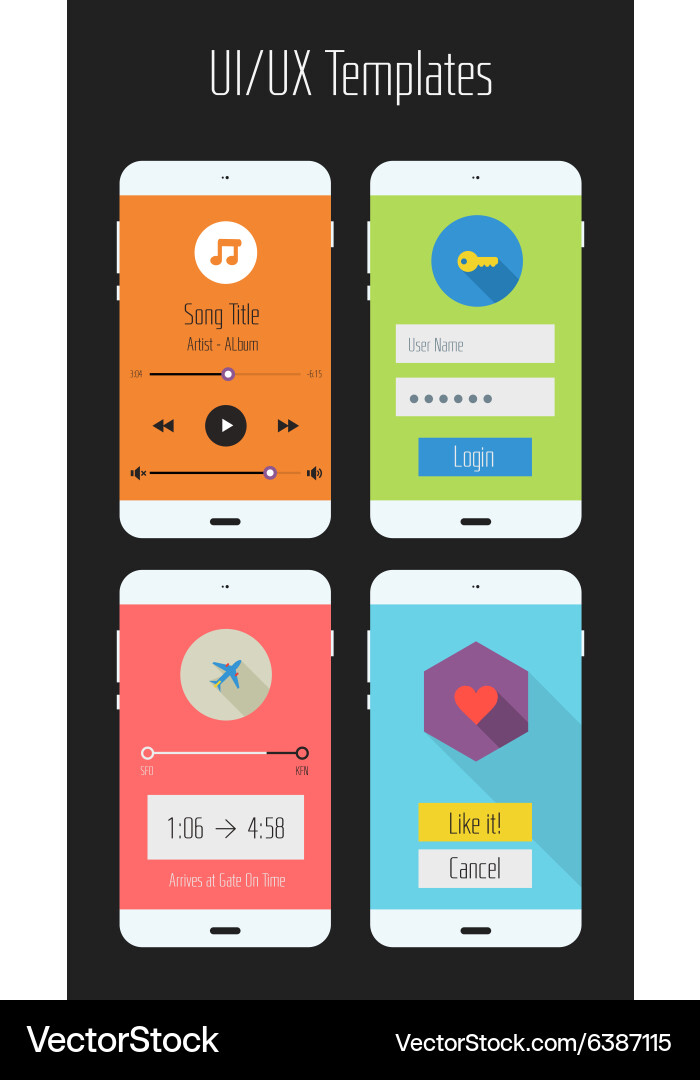 Flat ui or ux mobile apps kit vector image