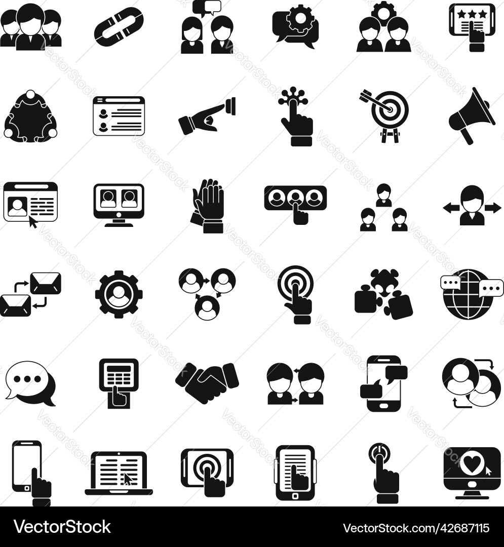 Interaction icons set simple test process Interaction icons set simple test process vector image
