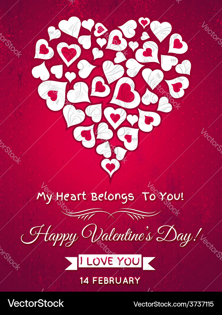 Red valentines day greeting card with white heart Vector Image